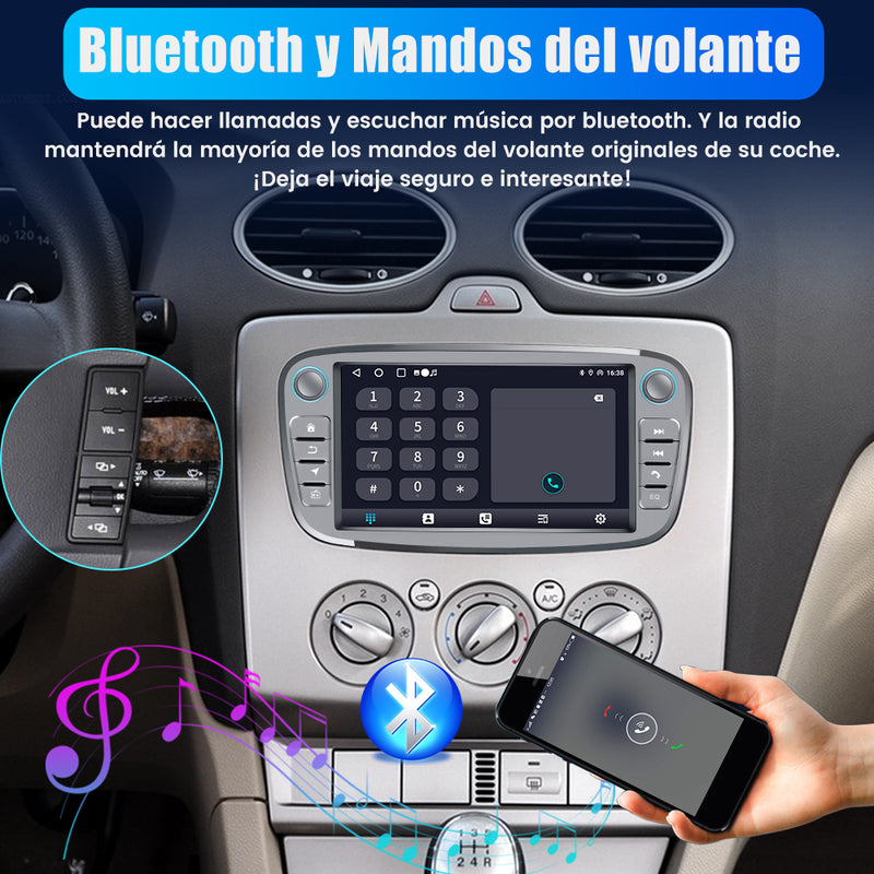 AWESAFE Android 12.0 [2GB+32GB] Radio Coche con Pantalla Táctil 7”para Ford Mondeo Focus S-Max Galaxy, Autoradio con Carplay/Android Auto/Bluetooth/GPS/FM, Admite Mandos Volante y Aparcamiento (Plata) AWESAFE