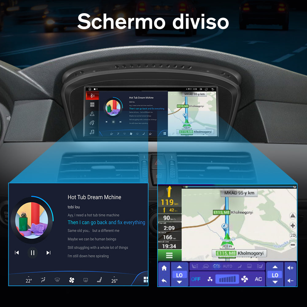 AWESAFE Autoradio Android per Serie 5 E60,E61,E63,E64,2009-2012/Serie 3 E90, E91,E92,2009-2012 Sistema CCC Aggiornamento radio touch screen con Wireless Carplay Android Auto, Supporto Bluetooth WiFi Navigazione GPS AWESAFE