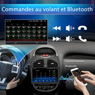 AWESAFE Autoradio 9 pouces Android 13 6+128 Go avec Bluetooth/DSP/GPS/Mirror Link/Android Auto & CarPlay sans fil - pour Peugeot 206 (2002-2010) AWESAFE
