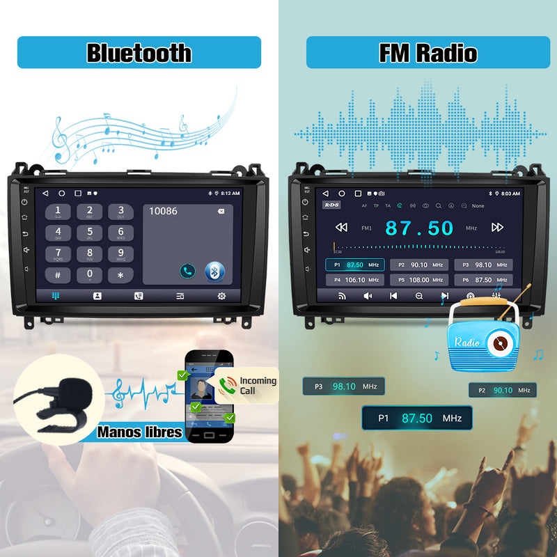 AWESAFE Android Car Stereo Para Benz Sistema Actualización de Radio de Pantalla Táctil con Carplay Inalámbrico Android Auto, Soporte Bluetooth WiFi Navegación GPS AWESAFE