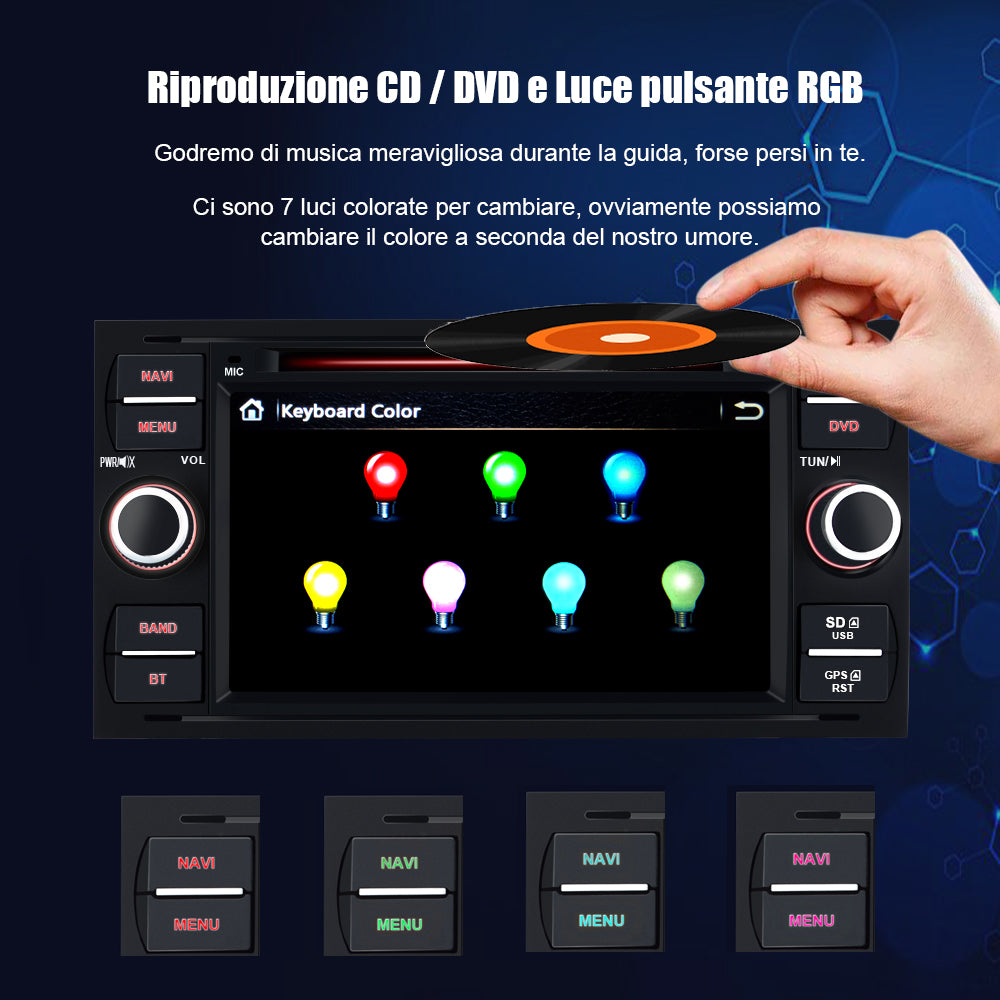 AWESAFE Autoradio Android per sistema di aggiornamento radio touch screen Ford con Wireless Carplay Android Auto, supporto navigazione GPS Bluetooth WiFi AWESAFE