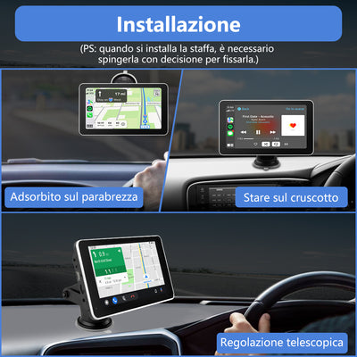 Portatile da 7 pollici Autordiocon Apple CarPlay & Android AutoAdatto per 12-24V auto, camion, roulotte, furgoni, camper, rimorchi ecc. AWESAFE