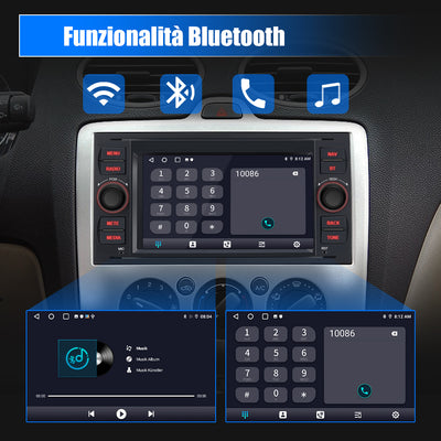 AWESAFE 7 Pollici Android 2G+32GB Autoradio 2 Din per Ford Focus Fiesta Kuga C/S-Max Fusion Transit Galaxy Mondeo (2005-2007) Car Radio con CarPlay Android Auto Bluetooth Vivavoce (Senza lettore CD) AWESAFE
