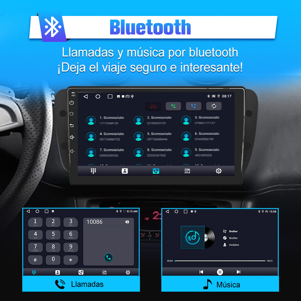 AWESAFE Android Car Stereo Para Seat ibiza 6j (2009-2013) Radio con Pantalla Táctil Actualizada con Carplay Inalámbrico Android Auto, Soporte Bluetooth WiFi Navegación GPS AWESAFE