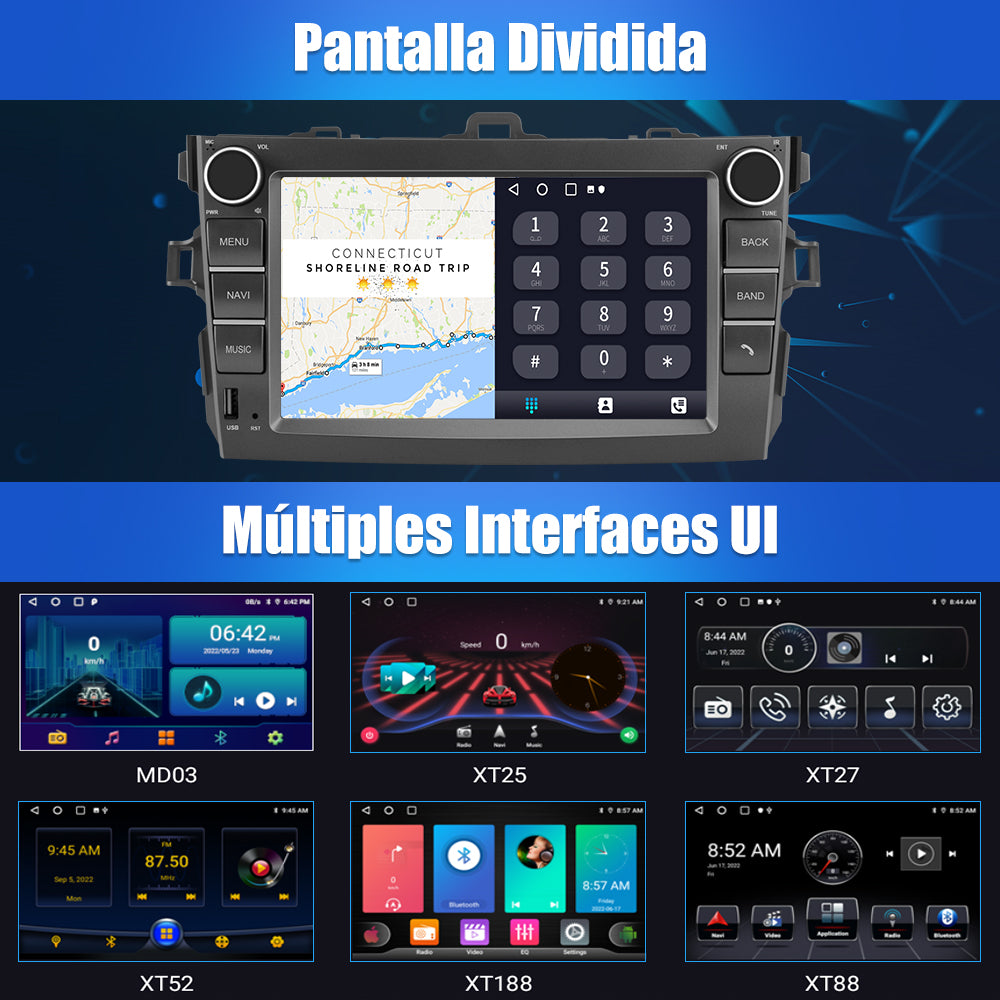 AWESAFE Android Car Stereo Para Toyota Auris 2006-2012 Actualización de Radio de Pantalla táctil con Carplay inalámbrico Android Auto, Soporte Bluetooth WiFi navegación GPS AWESAFE