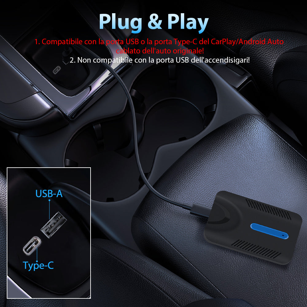 Adattatore wireless CarPlay AWESAFE Dongle Apple CarPlay per auto Apple CarPlay cablate in fabbrica Plug & Play AWESAFE