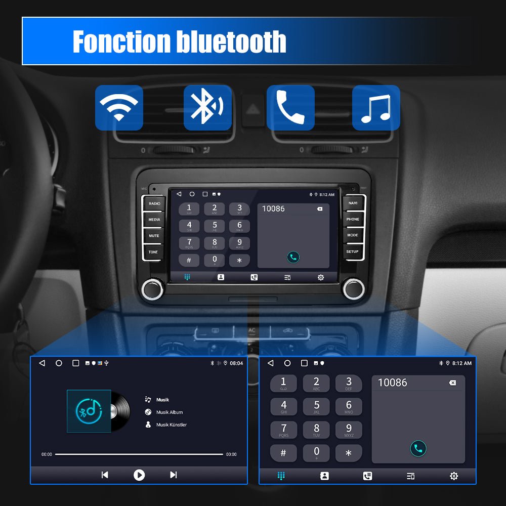 AWESAFE Autoradio Android 12 pour Golf 5 6 VW Passat Polo Seat Skoda 7 ?HD  écran Tactile avec Carplay AndroidAuto GPS WiFi[1Go+32Go]