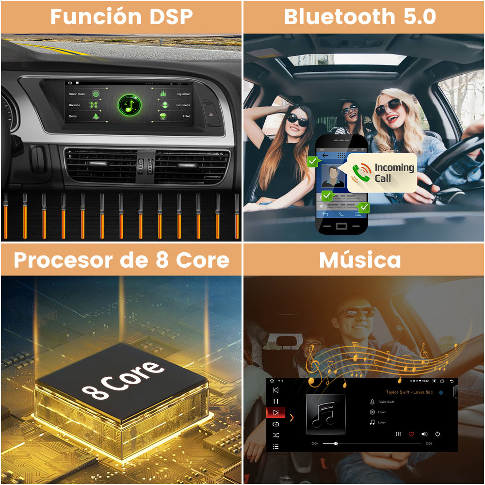 AWESAFE Android Car Stereo Para Audi A5 2013-2016 Sistema Actualización de Radio de Pantalla Táctil con Carplay Inalámbrico Android Auto, Soporte Bluetooth WiFi Navegación GPS AWESAFE