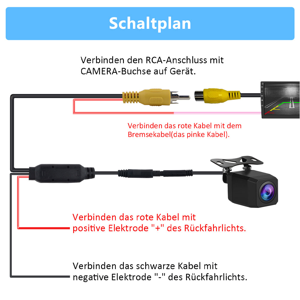 AWESAFE HD Rückfahrkamera für Autoradio, wasserdichte Rückfahrkamera AWESAFE