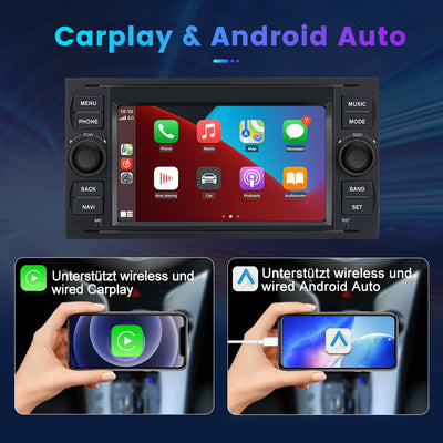AWESAFE Android Radio für Ford Focus Mondeo S-Max C-Max Galaxy, Android 12 Radio 2GB+32GB mit Navi Carplay Android Auto Bluetooth FM RDS - Schwarz AWESAFE