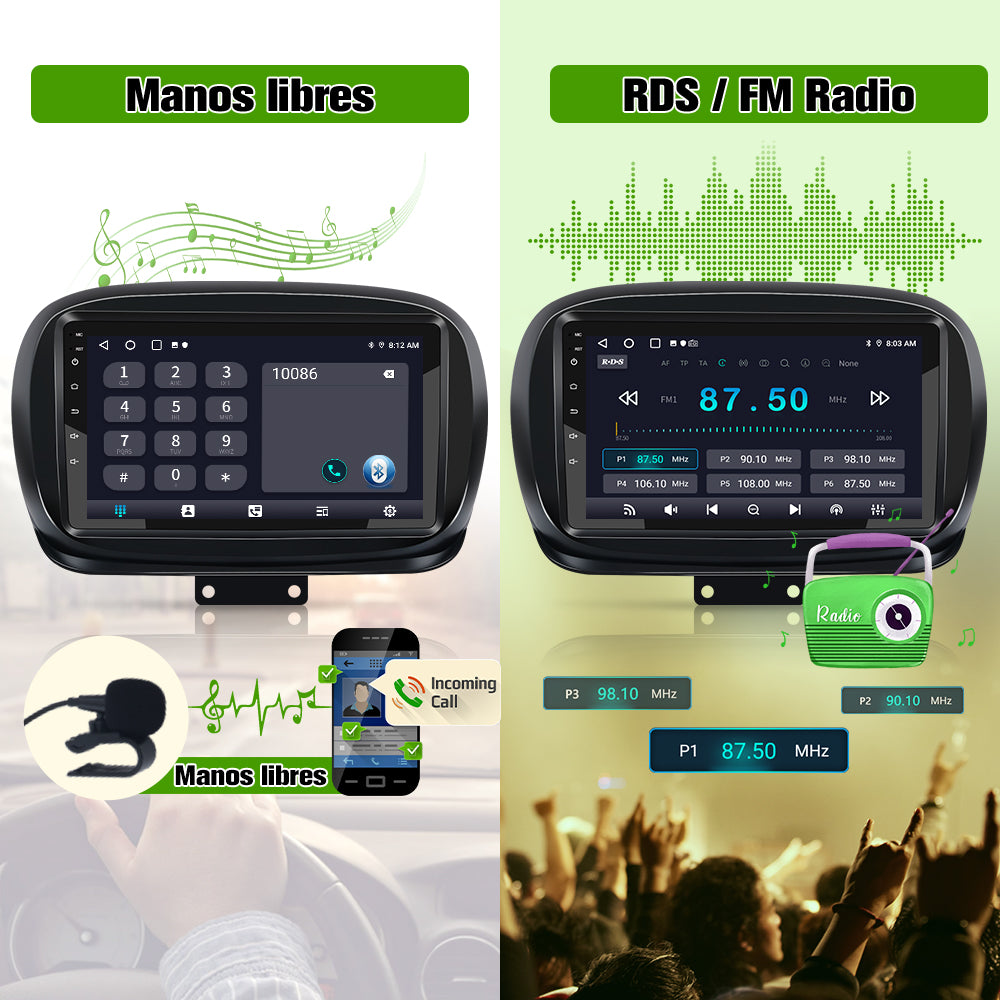 AWESAFE Android Car Stereo Para Fiat 500x 2014-2020 Sistema  Actualización de Radio de Pantalla Táctil con Carplay Inalámbrico Android Auto, Soporte Bluetooth WiFi Navegación GPS AWESAFE