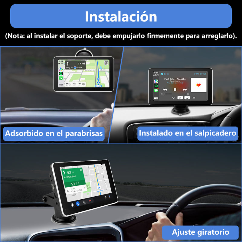 Radio portátil de 7 pulgadas conCarplay & Android AutoAdecuado para coches de 12-24V,camiones, caravanas, furgonetas. autocaravanas,remolques, etc. AWESAFE