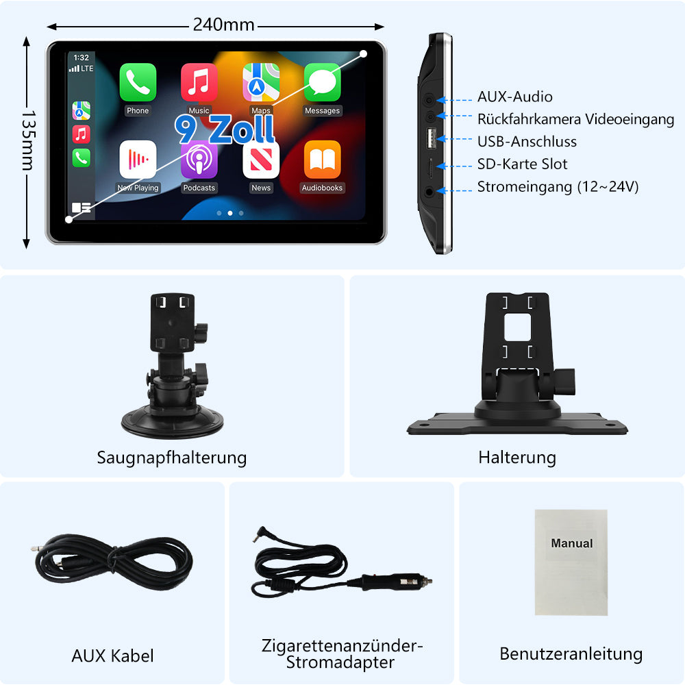 AWESAFE Kabelloser CarPlay-Adapter, Apple CarPlay-Dongle für werkseitig verkabelte Apple CarPlay-Autos, Plug & Play AWESAFE