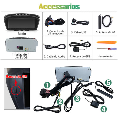 AWESAFE Android Car Stereo Para BMW Series 3 E90 E91 E92 2009-2012 con cic Sistema & BMW Series 5 E60 E61 E63 E64 2009-2012 con cic Sistema Actualización de Radio de Pantalla Táctil con Carplay Inalámbrico Android Auto, Soporte Bluetooth WiFi AWESAFE