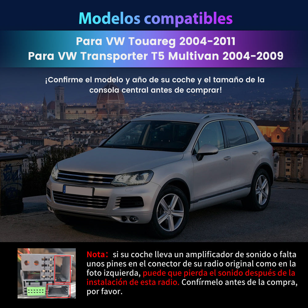 AWESAFE Android Car Stereo Para VW Touareg 2004-2011 /VW Transporter T5 Multivan 2004-2009 Sistema Actualización de Radio de Pantalla Táctil con Carplay Inalámbrico Android Auto, Soporte Bluetooth WiFi Navegación GPS AWESAFE