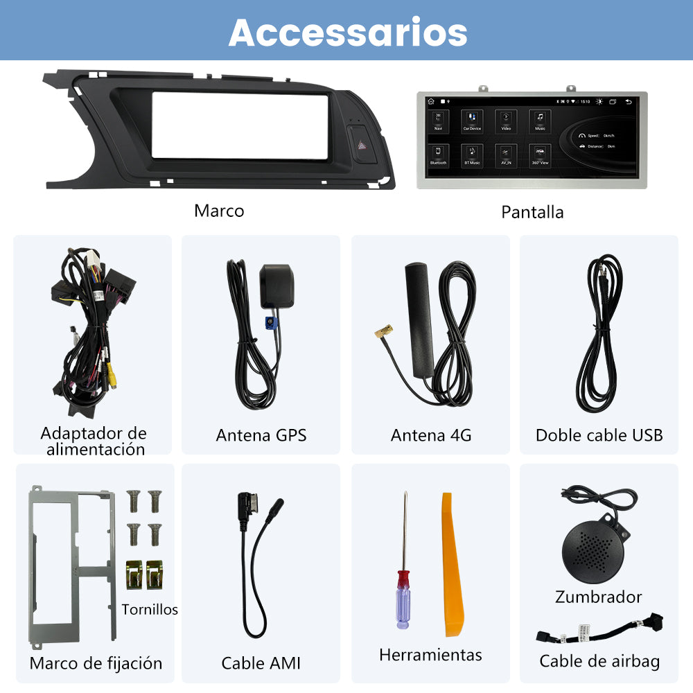 AWESAFE Android Car Stereo Para Audi A5 2008-2016 Sistema Actualización de Radio de Pantalla Táctil con Carplay Inalámbrico Android Auto, Soporte Bluetooth WiFi Navegación GPS AWESAFE