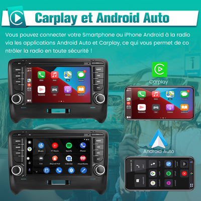 AWESAFE Autoradio Android 12 pour Audi TT MK2 8J(2006-2012)[2Go+32Go] avec 7 Pouces Carplay San Fil/Android Auto GPS WiFi Bluetooth USB FM RDS/Commandes au Volant/Aide au Stationnement AWESAFE