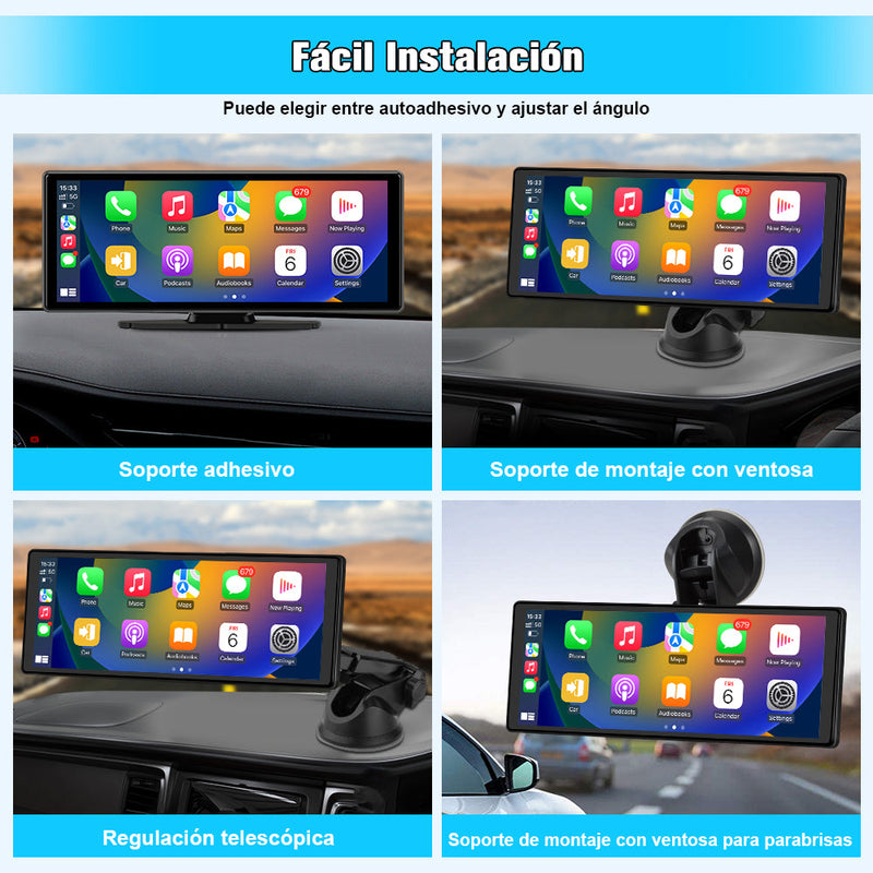 AWESAFE Autoradio avec CarPlay Sans Fil & Android Auto - Écran Tactile 10,26 Pouces - Caméra 4K Avant + 1080P Arrière - Bluetooth/GPS/Mirror Link/Assistant Vocal/AUX/FM AWESAFE