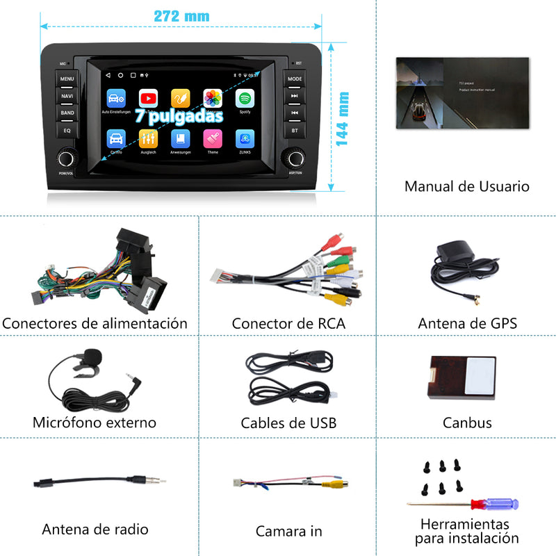 AWESAFE Android Car Stereo Para Benz Sistema Actualización de Radio de Pantalla Táctil con Carplay Inalámbrico Android Auto, Soporte Bluetooth WiFi Navegación GPS AWESAFE