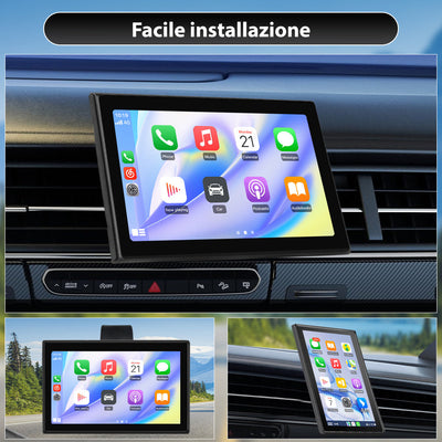 AWESAFE 9" Portatile Coche Wireless per CarPlay & Android Auto con HD Multischermo, Aggiornamenti OTA, Orientamento Verticale/Orizzontale, Telecamera Retro Inclusa, Bluetooth, Controllo Vocale, GPS AWESAFE SHOP