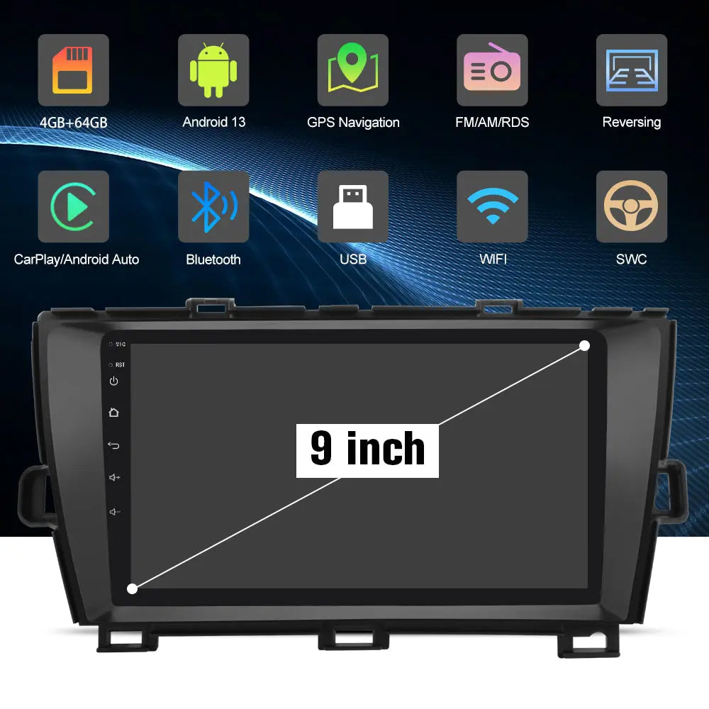 9 inch Car Radio for Toyota Prius 2010-2015, Android 13 Stereo with Wireless CarPlay Android Auto FM BT GPS SWC Backup Camera (4GB RAM+64GB ROM) AWESAFE SHOP