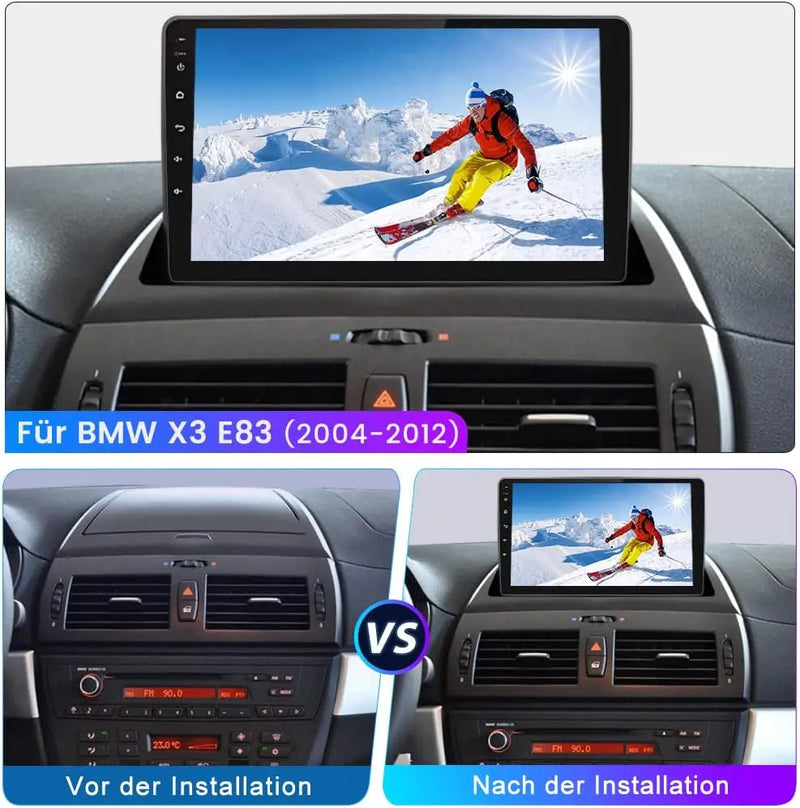 AWESAFE Autoradio für BMW E83 Android 12 Radio 2GB + 32GB mit Navigation unterstützt Bluetooth FM/AM DAB+ WLAN USB Carplay Lenkradsteuerung AWESAFE