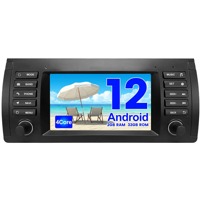 AWESAFE Autoradio Android 12 pour BMW 5er E39 X5 M5 E53(1996-2003)【2Go+ 32Go】 7 Pouces Écran Tactile GPS Carplay/Android Auto Bluetooth Mirrorlink Commande au Volant FM/AM Dab+ WiFi WLAN USB SD AWESAFE