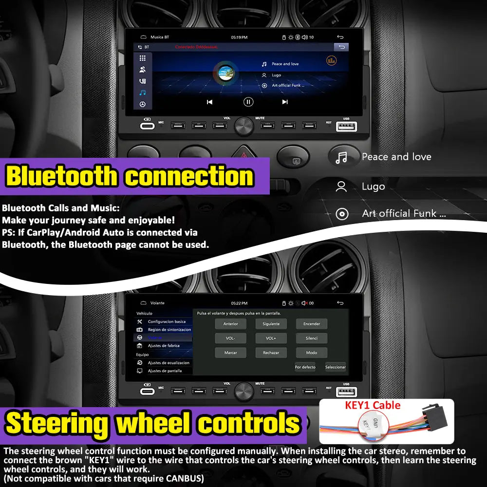 AWEASFE 1 DIN Car Radio, Universal Single Din Car Stereo with Wireless CarPlay & Android Auto, 6.86" IPS Touch Screen Head Unit with Backup Camera/External Microphone, Supports Bluetooth/SWC/FM/USB AWESAFE