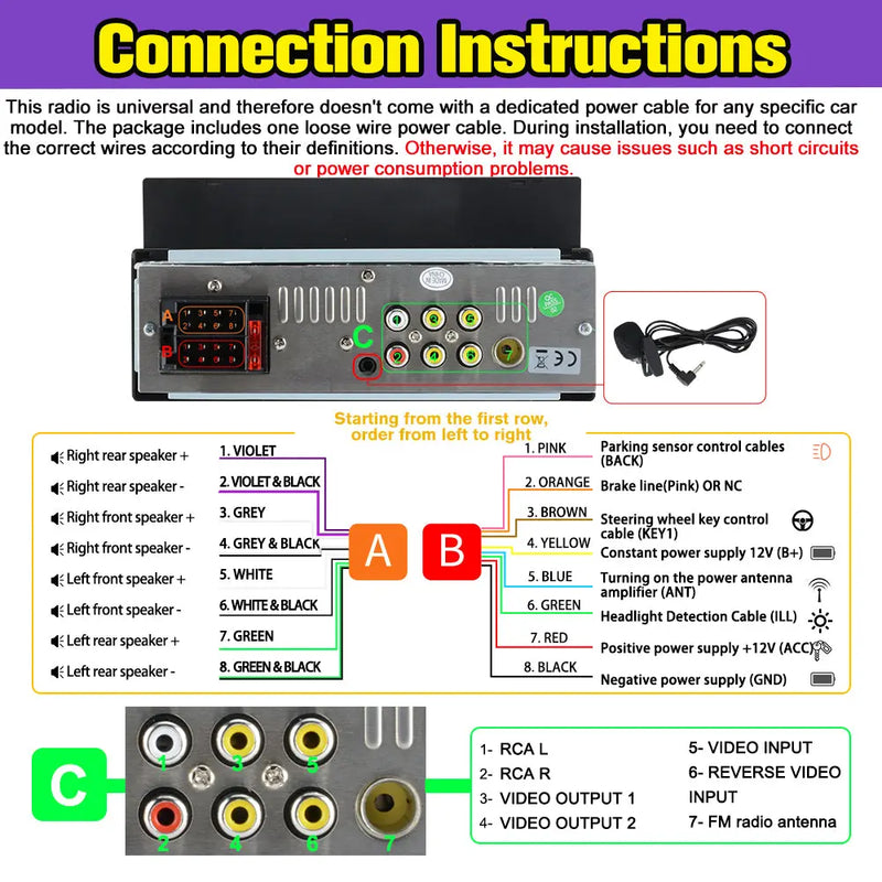 AWEASFE 1 DIN Car Radio, Universal Single Din Car Stereo with Wireless CarPlay & Android Auto, 6.86" IPS Touch Screen Head Unit with Backup Camera/External Microphone, Supports Bluetooth/SWC/FM/USB AWESAFE