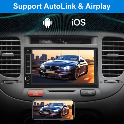 AWESAFE 1/2 DIN Universal Car Radio With 7 Inch Touch ScreenBuilt in Wireless Carplay Android Auto GPS Navigation & WiFi Bluetooth DSP AWESAFE