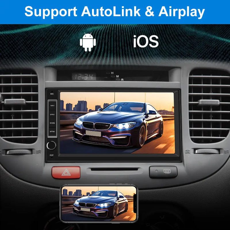 AWESAFE 1/2 DIN Universal Car Radio With 7 Inch Touch ScreenBuilt in Wireless Carplay Android Auto GPS Navigation & WiFi Bluetooth DSP AWESAFE