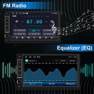AWESAFE 1/2 DIN Universal Car Radio With 7 Inch Touch ScreenBuilt in Wireless Carplay Android Auto GPS Navigation & WiFi Bluetooth DSP AWESAFE