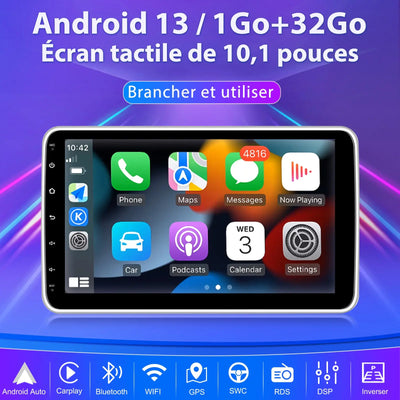 AWESAFE 1 DIN Autoradio Android 13 - Écran Tactile 10,1 Pouces (1 Go+32 Go) avec Bluetooth, GPS, Android Auto et Carplay sans fil AWESAFE SHOP