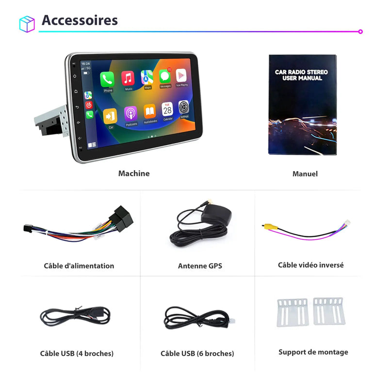 AWESAFE 1 DIN Autoradio Android 13 - Écran Tactile 10,1 Pouces (1 Go+32 Go) avec Bluetooth, GPS, Android Auto et Carplay sans fil AWESAFE SHOP