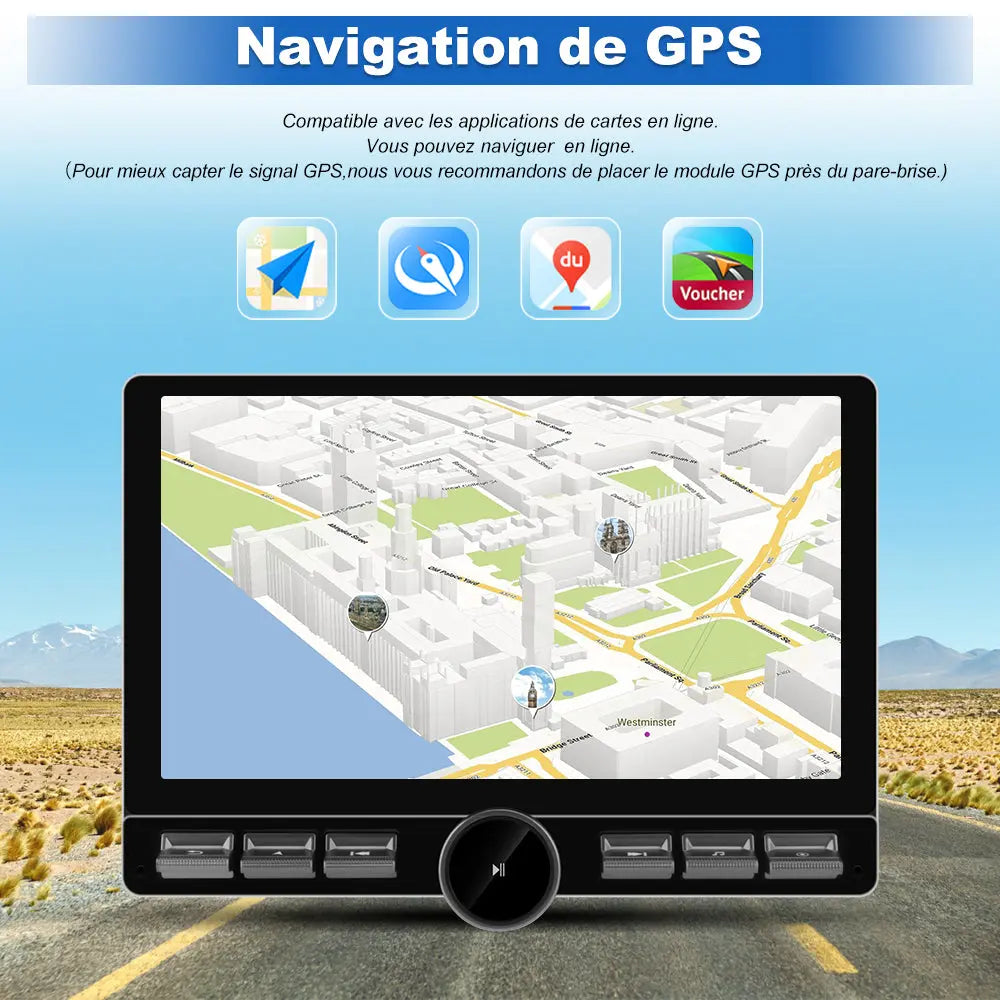 AWESAFE 1 DIN Autoradio Android 13 - Écran Tactile Orientable 10,6" 4+64GB - Bluetooth/FM/AM/WiFi/4G Universel AWESAFE