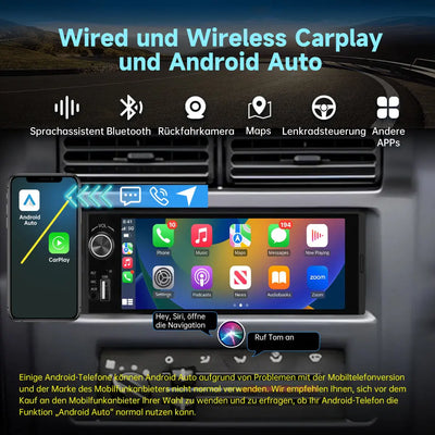 AWESAFE 1-DIN Autoradio mit 6,36 Zoll IPS-Touchscreen CarPlay Android Auto Lenkradsteuerung, Rückfahrkamera-Anschluss, USB, externes Mikrofon & RDS AWESAFE