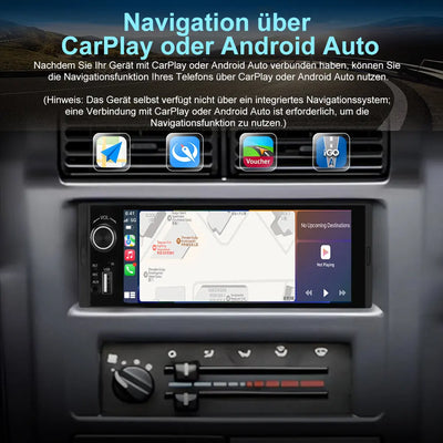 AWESAFE 1-DIN Autoradio mit 6,36 Zoll IPS-Touchscreen CarPlay Android Auto Lenkradsteuerung, Rückfahrkamera-Anschluss, USB, externes Mikrofon & RDS AWESAFE