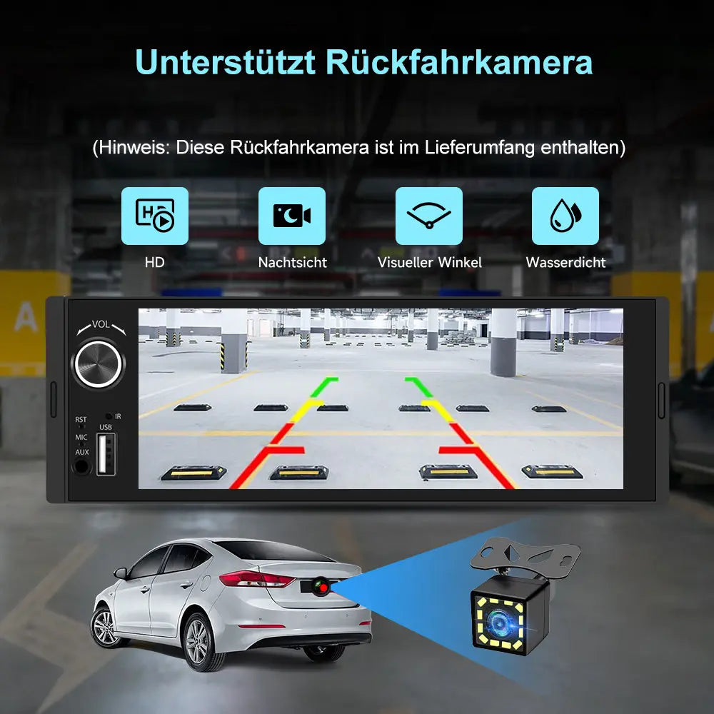 AWESAFE 1-DIN Autoradio mit 6,36 Zoll IPS-Touchscreen CarPlay Android Auto Lenkradsteuerung, Rückfahrkamera-Anschluss, USB, externes Mikrofon & RDS AWESAFE