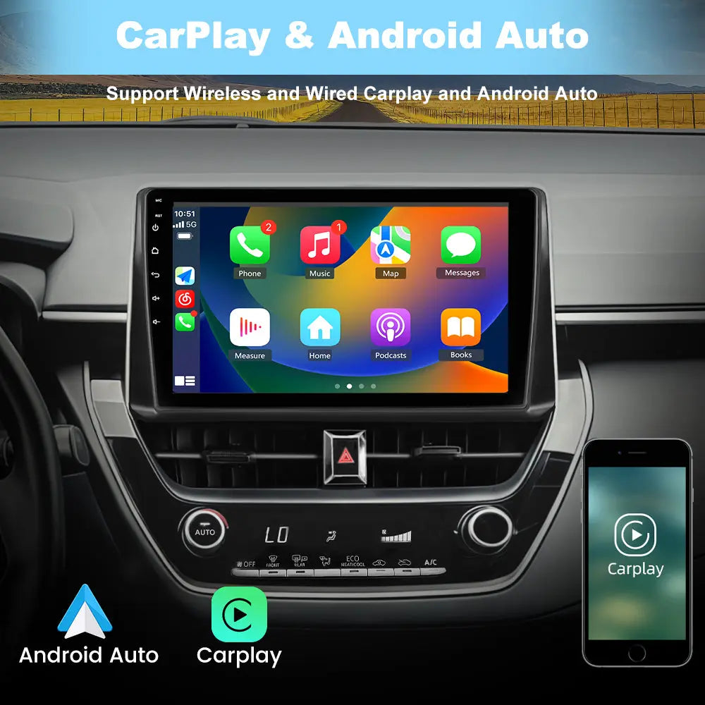 AWESAFE 10 Inch Car Radio for Toyota Corolla 2019-2021,Wireless Carplay & Android Auto Bluetooth Rear Camera SWC GPS Navigation AWESAFE