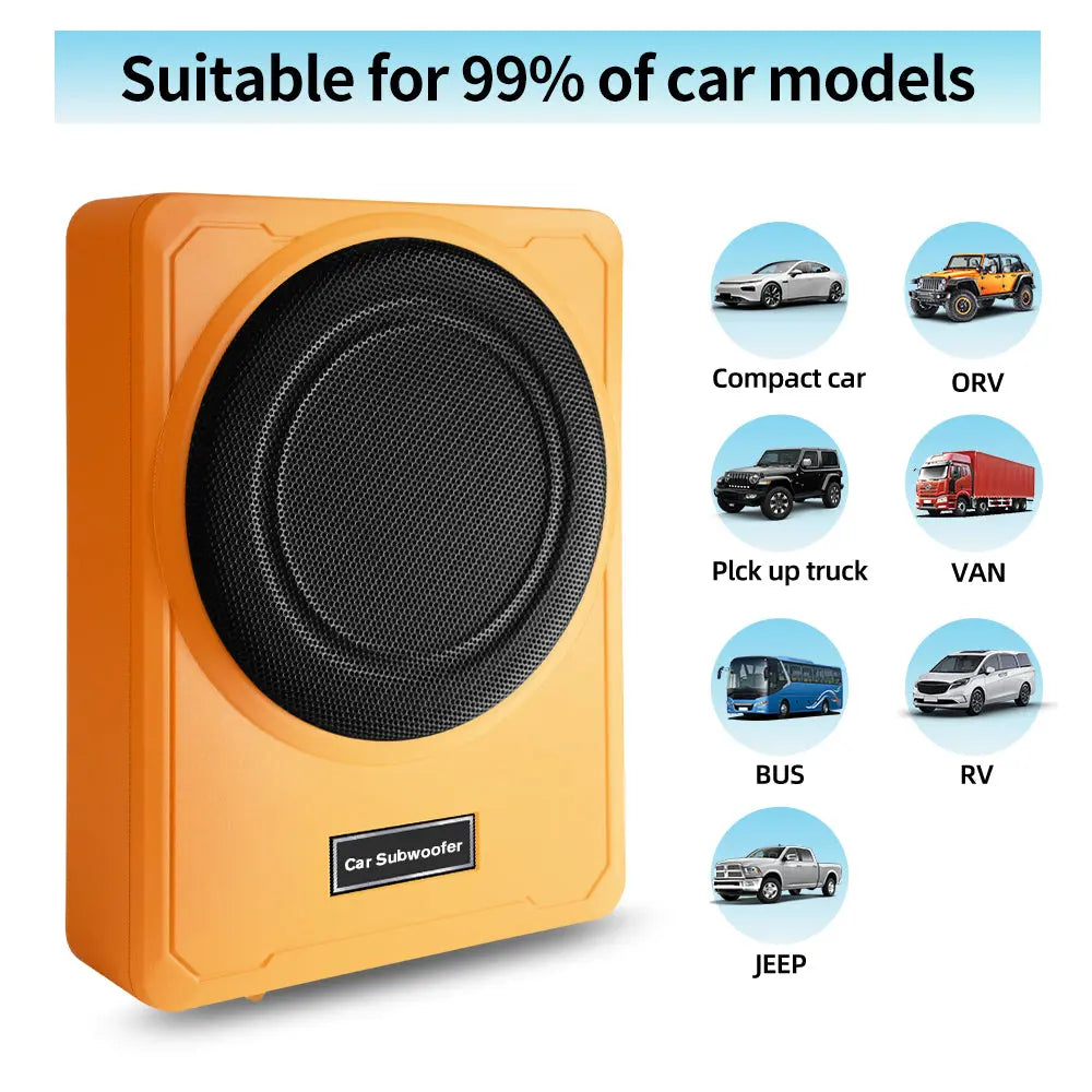 AWESAFE 10 inch 1200W Slim Underseat Active Car/Truck Subwoofer,Powerful Deep Bass, Built-in Amplifier, Remote Control, Perfect for Car Audio Subwoof Enthusiasts AWESAFE