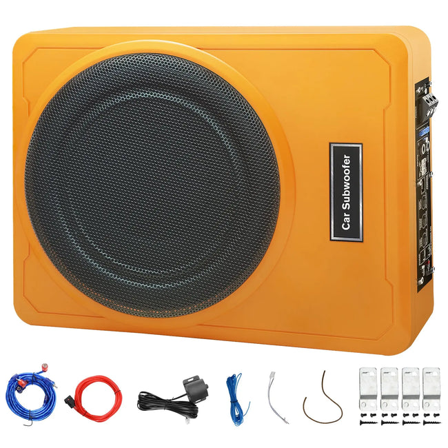 AWESAFE 10 inch 800W Slim Underseat Active Car/Truck Subwoofer, Deep Bass, Built-in Amplifier, Remote Control, Perfect for Car Audio Enthusiasts AWESAFE