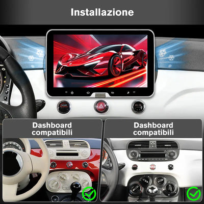 AWESAFE 10.1 Pollici Autoradio per Fiat 500/500C/S (2007-2015),Bluetooth, Navigazione GPS, CarPlay e Android Auto,Comandi al volante-2GB+64GB AWESAFE