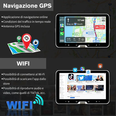 AWESAFE 10.1 Pollici Autoradio per Fiat 500/500C/S (2007-2015),Bluetooth, Navigazione GPS, CarPlay e Android Auto,Comandi al volante-2GB+64GB AWESAFE