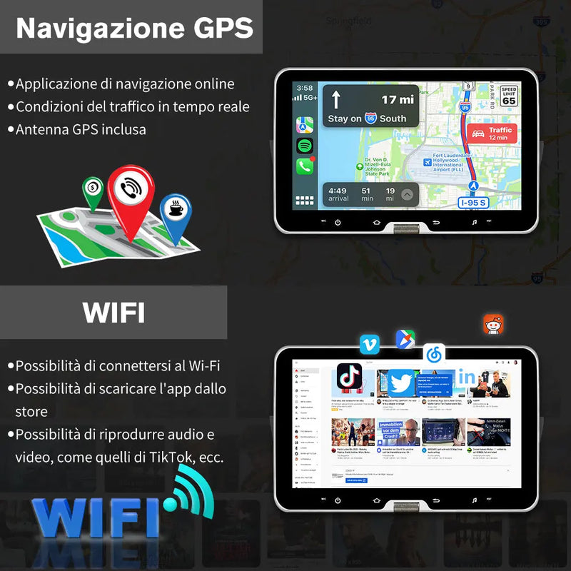 AWESAFE 10.1 Pollici Autoradio per Fiat 500/500C/S (2007-2015),Bluetooth, Navigazione GPS, CarPlay e Android Auto,Comandi al volante-2GB+64GB AWESAFE
