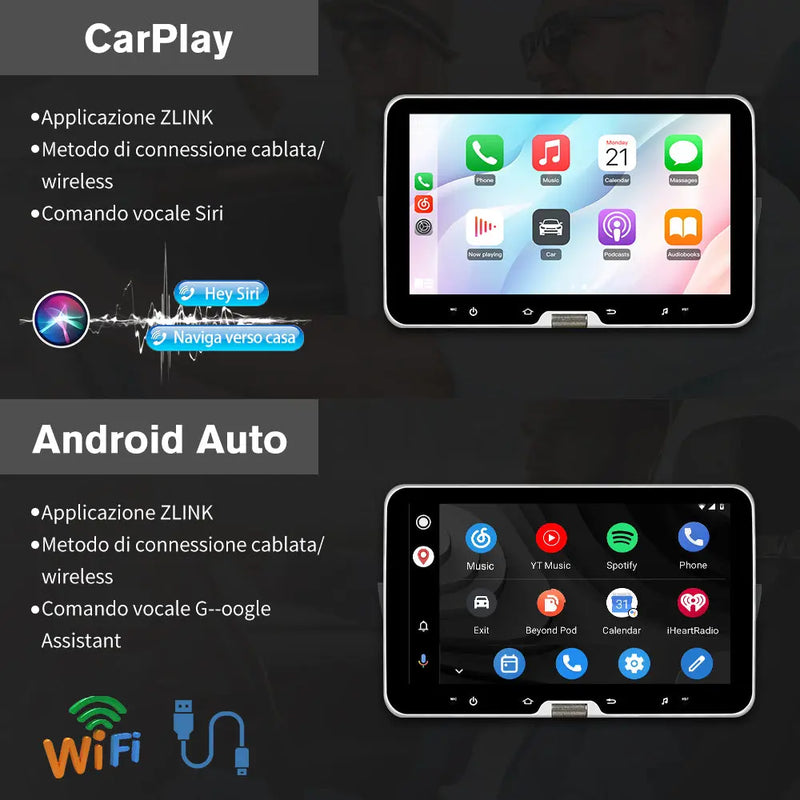 AWESAFE 10.1 Pollici Autoradio per Fiat 500/500C/S (2007-2015),Bluetooth, Navigazione GPS, CarPlay e Android Auto,Comandi al volante-2GB+64GB AWESAFE