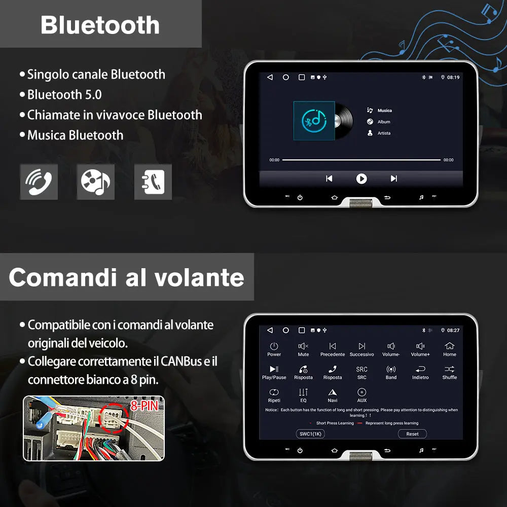 AWESAFE 10.1 Pollici Autoradio per Fiat 500/500C/S (2007-2015),Bluetooth, Navigazione GPS, CarPlay e Android Auto,Comandi al volante-2GB+64GB AWESAFE
