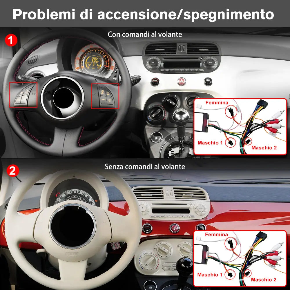AWESAFE 10.1 Pollici Autoradio per Fiat 500/500C/S (2007-2015),Bluetooth, Navigazione GPS, CarPlay e Android Auto,Comandi al volante-2GB+64GB AWESAFE