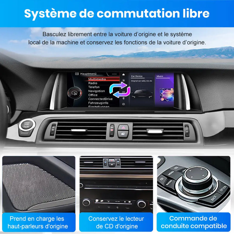AWESAFE 10.25" Android 13 Autoradio pour BMW S.5 F10/F11/F18 NBT (2013-2017) - Bluetooth, Android Auto et Carplay sans fil + Câble USB AWESAFE