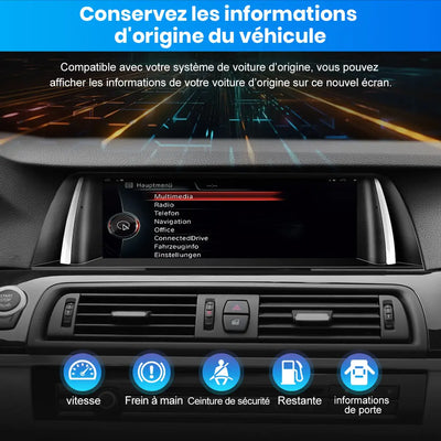 AWESAFE 10.25" Android 13 Autoradio pour BMW S.5 F10/F11/F18 NBT (2013-2017) - Bluetooth, Android Auto et Carplay sans fil + Câble USB AWESAFE
