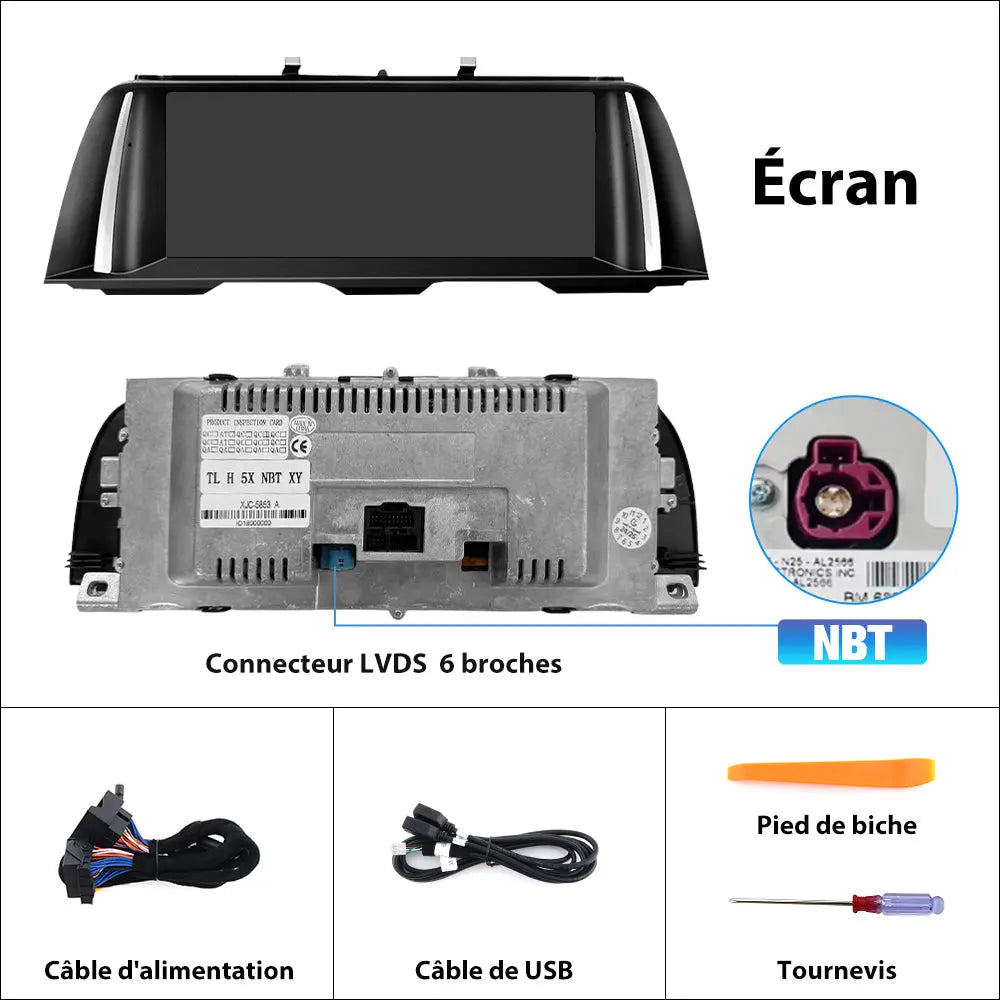 AWESAFE 10.25" Android 13 Autoradio pour BMW S.5 F10/F11/F18 NBT (2013-2017) - Bluetooth, Android Auto et Carplay sans fil + Câble USB AWESAFE